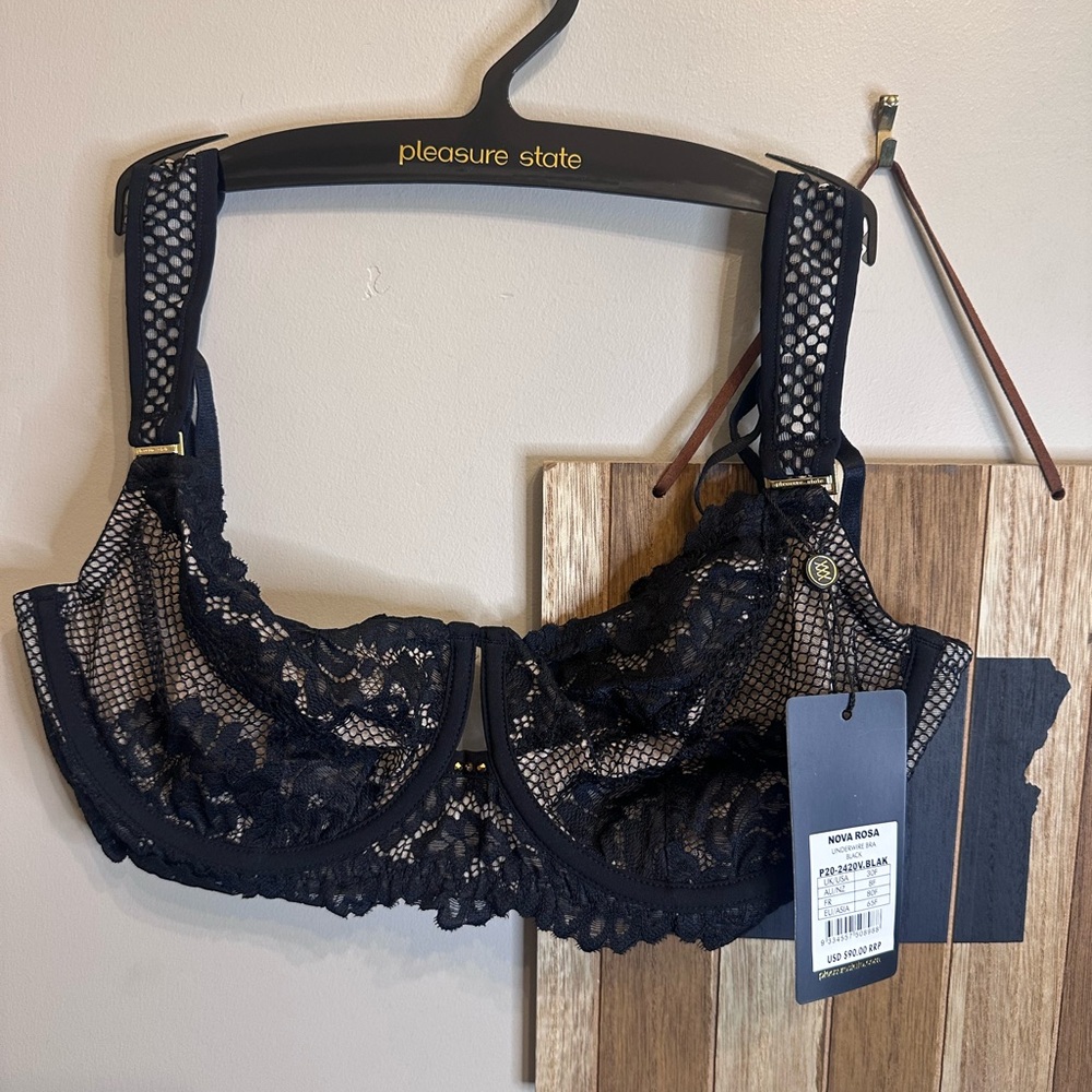 Pleasure State Black Lace Bra